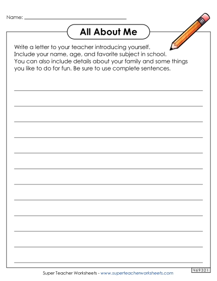 All About Me Backtoschool Worksheet