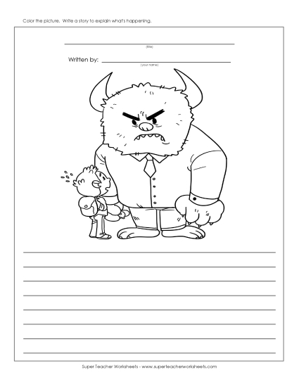 Monster Meanie Writing Storypics Worksheet