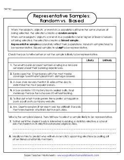 New Representative Samples: Random vs. Biased Worksheet