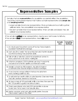 New Representative Samples Worksheet