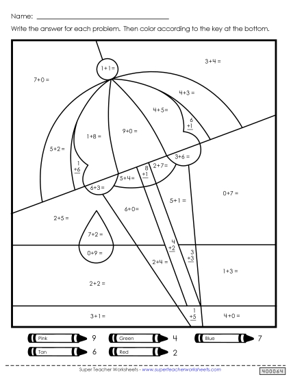 Addition: Summer Scenes 1 Worksheet