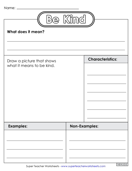 Be Kind Worksheet (Blank Anchor Chart) Teachingtools Worksheet