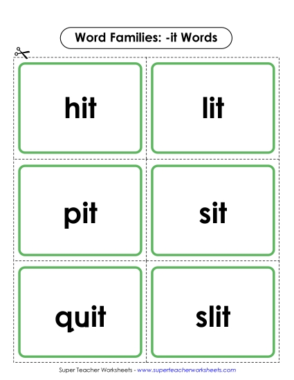 Flashcards (-it) Word Families Worksheet
