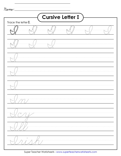 Uppercase cursive I Worksheet