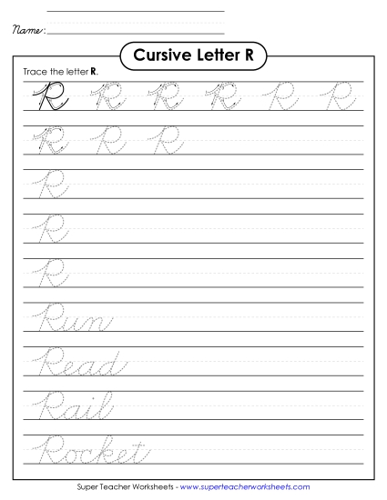 Uppercase cursive R Worksheet
