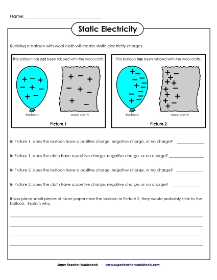Balloon & Wool Electricity Worksheet