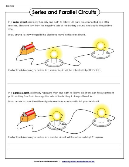 Series and Parallel Circuits Electricity Worksheet