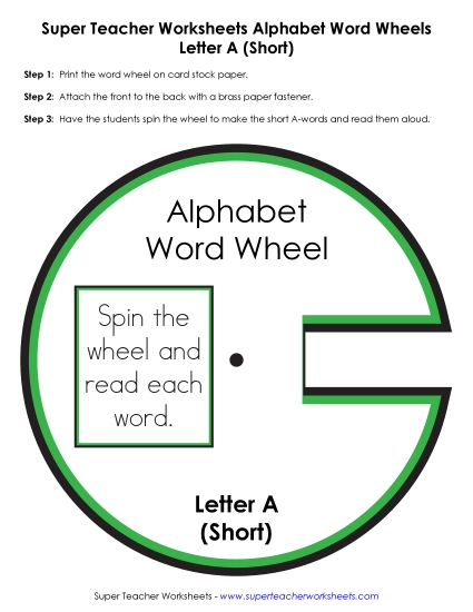 Short A -  Word Wheel Word Wheels Worksheet