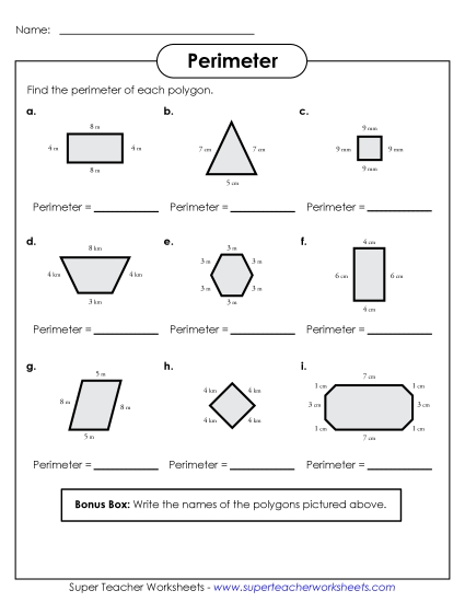 Perimeter Polygons Worksheet Geometry Worksheet