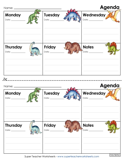 Dinosaur Homework Agenda Teachingtools Worksheet