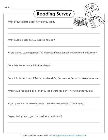 Reading Survey Worksheet
