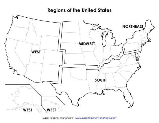 Regions of the USA Maps Worksheet