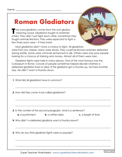 Roman Gladiators (Short, Nonfiction)
