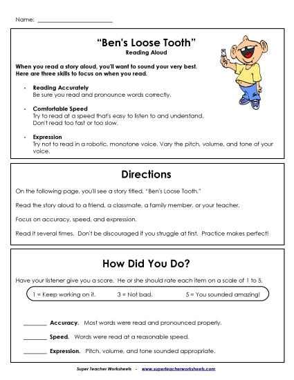 Read Aloud Practice:<br>Ben\'s Loose Tooth
