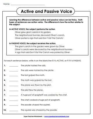 Active Passive Voice Worksheets Active Passive Voice Worksheets