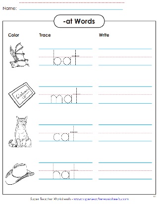 Trace Word Family -at Trace Word Family -at